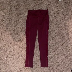 Maroon Leggings Park Leggings W/ Mesh Sides